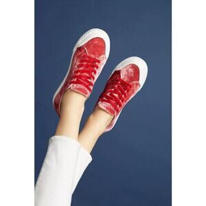 Tretorn from Anthropologie coral velvet sneakers sz 7 SH178